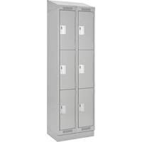 Clean Line Lockers, 3 -tier, Bank of 2, 24" x 18" x 82", Steel, Grey, Rivet (Assembled) EastCoast Offshore Supplies