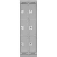 Clean Line Lockers, 3 -tier, Bank of 2, 24" x 18" x 82", Steel, Grey, Rivet (Assembled) EastCoast Offshore Supplies