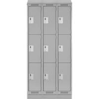 Clean Line Lockers, 3 -tier, Bank of 3, 36" x 18" x 82", Steel, Grey, Rivet (Assembled) EastCoast Offshore Supplies