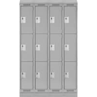 Clean Line Lockers, 3 -tier, Bank of 4, 48" x 18" x 82", Steel, Grey, Rivet (Assembled) EastCoast Offshore Supplies