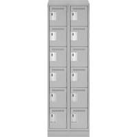 Clean Line Lockerette, 6 -tier, Bank of 2, 24" x 18" x 82", Steel, Grey, Rivet (Assembled) EastCoast Offshore Supplies