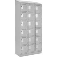 Clean Line Lockerette, 6 -tier, Bank of 3, 36" x 18" x 82", Steel, Grey, Rivet (Assembled) EastCoast Offshore Supplies
