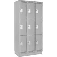 Clean Line Lockers, 3 -tier, Bank of 3, 36" x 18" x 76", Steel, Grey, Rivet (Assembled) EastCoast Offshore Supplies