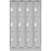 Clean Line Lockers, 3 -tier, Bank of 4, 48" x 18" x 76", Steel, Grey, Rivet (Assembled) EastCoast Offshore Supplies