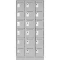 Clean Line Lockerette, 6 -tier, Bank of 3, 36" x 18" x 76", Steel, Grey, Rivet (Assembled) EastCoast Offshore Supplies