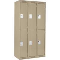 Clean Line Lockers, 2 -tier, Bank of 3, 36" x 18" x 72", Steel, Beige, Rivet (Assembled) EastCoast Offshore Supplies