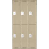 Clean Line Lockers, 2 -tier, Bank of 3, 36" x 18" x 72", Steel, Beige, Rivet (Assembled) EastCoast Offshore Supplies
