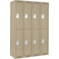 Clean Line Lockers, 2 -tier, Bank of 4, 48" x 18" x 72", Steel, Beige, Rivet (Assembled) EastCoast Offshore Supplies