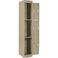 Clean Line Lockers, 3 -tier, Bank of 4, 48" x 18" x 72", Steel, Beige, Rivet (Assembled) EastCoast Offshore Supplies
