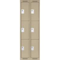 Clean Line Lockers, 3 -tier, Bank of 2, 24" x 18" x 72", Steel, Beige, Rivet (Assembled) EastCoast Offshore Supplies