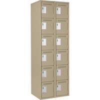 Clean Line Lockerette, 6 -tier, Bank of 2, 24" x 18" x 72", Steel, Beige, Rivet (Assembled) EastCoast Offshore Supplies
