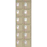 Clean Line Lockerette, 6 -tier, Bank of 2, 24" x 18" x 72", Steel, Beige, Rivet (Assembled) EastCoast Offshore Supplies