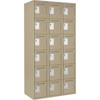 Clean Line Lockerette, 6 -tier, Bank of 3, 36" x 18" x 72", Steel, Beige, Rivet (Assembled) EastCoast Offshore Supplies
