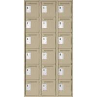 Clean Line Lockerette, 6 -tier, Bank of 3, 36" x 18" x 72", Steel, Beige, Rivet (Assembled) EastCoast Offshore Supplies