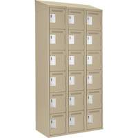 Clean Line Lockerette, 6 -tier, Bank of 3, 36" x 18" x 78", Steel, Beige, Rivet (Assembled) EastCoast Offshore Supplies
