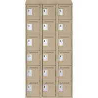 Clean Line Lockerette, 6 -tier, Bank of 3, 36" x 18" x 78", Steel, Beige, Rivet (Assembled) EastCoast Offshore Supplies