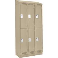 Clean Line Lockers, 2 -tier, Bank of 3, 36" x 18" x 82", Steel, Beige, Rivet (Assembled) EastCoast Offshore Supplies