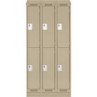 Clean Line Lockers, 2 -tier, Bank of 3, 36" x 18" x 82", Steel, Beige, Rivet (Assembled) EastCoast Offshore Supplies