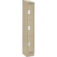 Clean Line Lockers, 3 -tier, 12" x 18" x 82", Steel, Beige, Rivet (Assembled) EastCoast Offshore Supplies