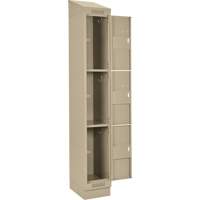 Clean Line Lockers, 3 -tier, Bank of 4, 48" x 18" x 82", Steel, Beige, Rivet (Assembled) EastCoast Offshore Supplies