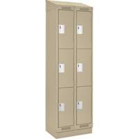 Clean Line Lockers, 3 -tier, Bank of 2, 24" x 18" x 82", Steel, Beige, Rivet (Assembled) EastCoast Offshore Supplies