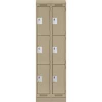 Clean Line Lockers, 3 -tier, Bank of 2, 24" x 18" x 82", Steel, Beige, Rivet (Assembled) EastCoast Offshore Supplies
