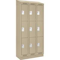 Clean Line Lockers, 3 -tier, Bank of 3, 36" x 18" x 82", Steel, Beige, Rivet (Assembled) EastCoast Offshore Supplies