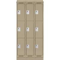 Clean Line Lockers, 3 -tier, Bank of 3, 36" x 18" x 82", Steel, Beige, Rivet (Assembled) EastCoast Offshore Supplies