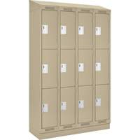 Clean Line Lockers, 3 -tier, Bank of 4, 48" x 18" x 82", Steel, Beige, Rivet (Assembled) EastCoast Offshore Supplies