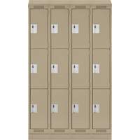 Clean Line Lockers, 3 -tier, Bank of 4, 48" x 18" x 82", Steel, Beige, Rivet (Assembled) EastCoast Offshore Supplies