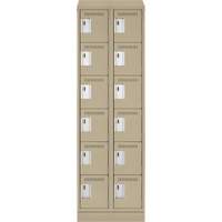 Clean Line Lockerette , 6 -tier, Bank of 2, 24" x 18" x 82", Steel, Beige, Rivet (Assembled) EastCoast Offshore Supplies