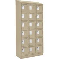 Clean Line Lockerette , 6 -tier, Bank of 3, 36" x 18" x 82", Steel, Beige, Rivet (Assembled) EastCoast Offshore Supplies