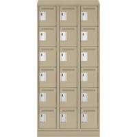 Clean Line Lockerette , 6 -tier, Bank of 3, 36" x 18" x 82", Steel, Beige, Rivet (Assembled) EastCoast Offshore Supplies