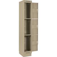 Clean Line Lockers, 3 -tier, Bank of 4, 48" x 18" x 76", Steel, Beige, Rivet (Assembled) EastCoast Offshore Supplies