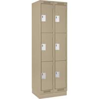 Clean Line Lockers, 3 -tier, Bank of 2, 24" x 18" x 76", Steel, Beige, Rivet (Assembled) EastCoast Offshore Supplies