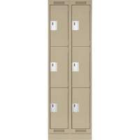 Clean Line Lockers, 3 -tier, Bank of 2, 24" x 18" x 76", Steel, Beige, Rivet (Assembled) EastCoast Offshore Supplies