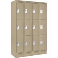 Clean Line Lockers, 3 -tier, Bank of 4, 48" x 18" x 76", Steel, Beige, Rivet (Assembled) EastCoast Offshore Supplies
