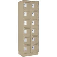 Clean Line Lockerette, 6 -tier, Bank of 2, 24" x 18" x 76", Steel, Beige, Rivet (Assembled) EastCoast Offshore Supplies