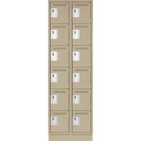 Clean Line Lockerette, 6 -tier, Bank of 2, 24" x 18" x 76", Steel, Beige, Rivet (Assembled) EastCoast Offshore Supplies