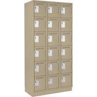 Clean Line Lockerette, 6 -tier, Bank of 3, 36" x 18" x 76", Steel, Beige, Rivet (Assembled) EastCoast Offshore Supplies