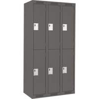 Clean Line Lockers, 2 -tier, Bank of 3, 36" x 18" x 72", Steel, Charcoal, Rivet (Assembled) EastCoast Offshore Supplies