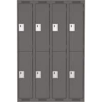 Clean Line Lockers, 2 -tier, Bank of 4, 48" x 18" x 72", Steel, Charcoal, Rivet (Assembled) EastCoast Offshore Supplies