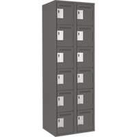 Clean Line Lockerette, 6 -tier, Bank of 2, 24" x 18" x 72", Steel, Charcoal, Rivet (Assembled) EastCoast Offshore Supplies
