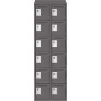 Clean Line Lockerette, 6 -tier, Bank of 2, 24" x 18" x 78", Steel, Charcoal, Rivet (Assembled) EastCoast Offshore Supplies