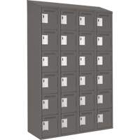 Clean Line Lockerette, 6 -tier, Bank of 4, 48" x 18" x 78", Steel, Charcoal, Rivet (Assembled) EastCoast Offshore Supplies