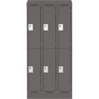 Clean Line Lockers, 2 -tier, Bank of 3, 36" x 18" x 82", Steel, Charcoal, Rivet (Assembled) EastCoast Offshore Supplies