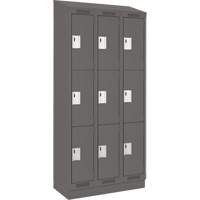 Clean Line Lockers, 3 -tier, Bank of 3, 36" x 18" x 82", Steel, Charcoal, Rivet (Assembled) EastCoast Offshore Supplies