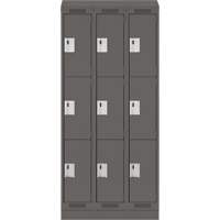 Clean Line Lockers, 3 -tier, Bank of 3, 36" x 18" x 82", Steel, Charcoal, Rivet (Assembled) EastCoast Offshore Supplies