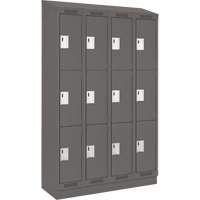 Clean Line Lockers, 3 -tier, Bank of 4, 48" x 18" x 82", Steel, Charcoal, Rivet (Assembled) EastCoast Offshore Supplies