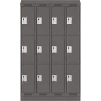 Clean Line Lockers, 3 -tier, Bank of 4, 48" x 18" x 82", Steel, Charcoal, Rivet (Assembled) EastCoast Offshore Supplies